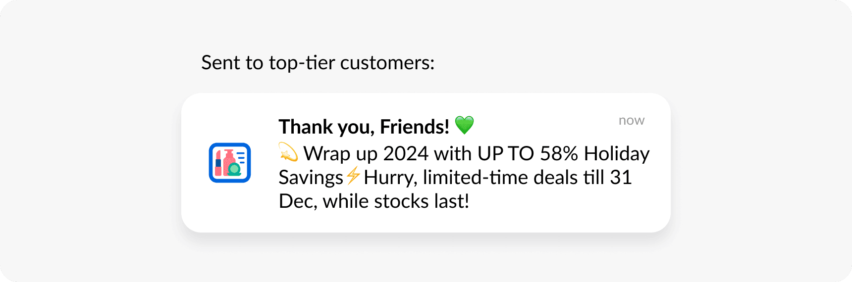 Push notification example for loyal customers